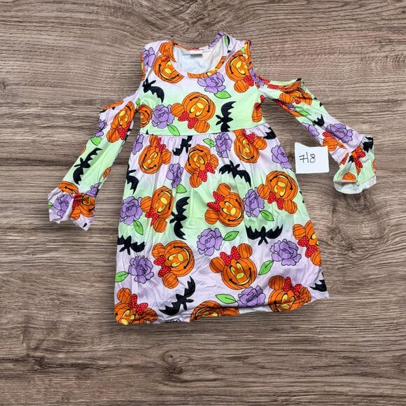 Minnie Mouse pumpkin open shoulder long sleeve dress NEW - Picture 1 of 1